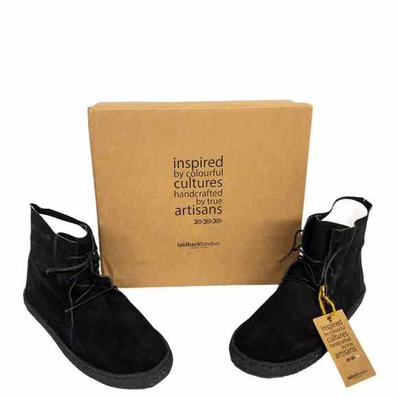 Laidback London Black Emre Crepe Suede Moccasin Ankle Boots High Tops US 8 EU 39 - Picture 3 of 12